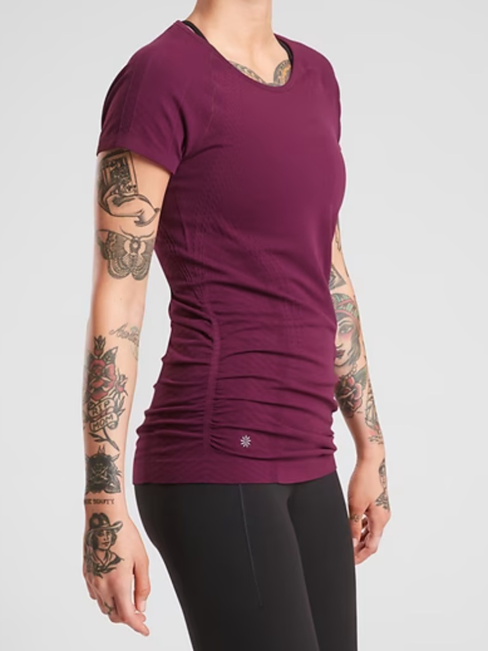 Athleta Speedlight Seamless Tee Plum Burgundy Size Small